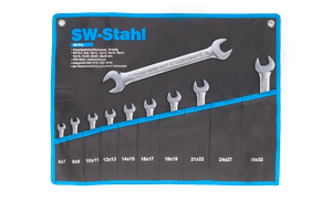 Double open-ended spanner set, 6-32 mm, 10-piece