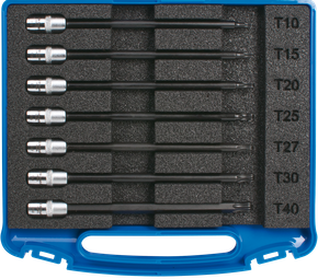 Screwdriver bits sockets, 1/4", T profile, T10-T40, ball head, 7-piece