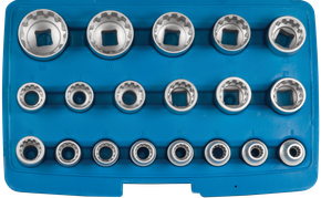 Steckschlüsseleinsätze, 1/2", Multi-Profil, 8-32 mm, 19-teilig