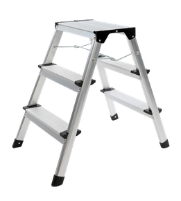 Step ladder, made of aluminium, foldable, 3-step