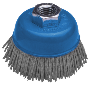 Cup brush, crimped, with nylon wire, ø 65 mm, M14