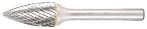Hardmetal burr, pointed arch shape, 6 mm