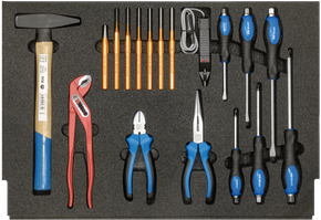 Tool assortment, Hammer, pliers, screwdrivers, 18-pieces