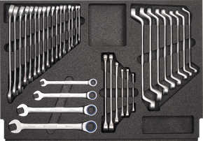 Tool assortment, Combination and ratchet spanners, 35-pieces