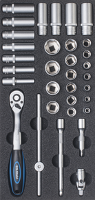 Tool assortment, Sockets 3/8“, with ratchet, 33-pieces